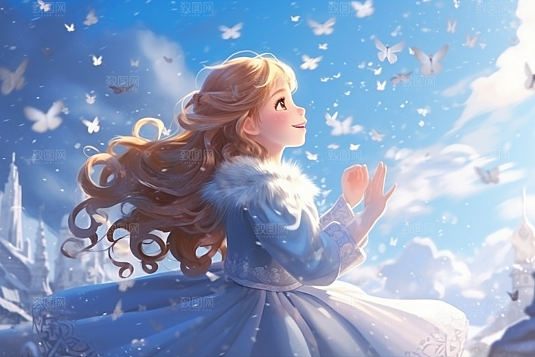 冬季雪景人物插画可爱矢量素材