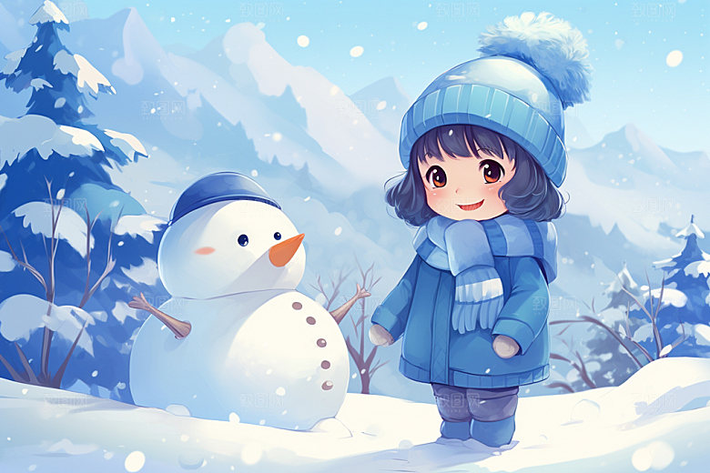 冬季雪景场景背景小清新矢量素材