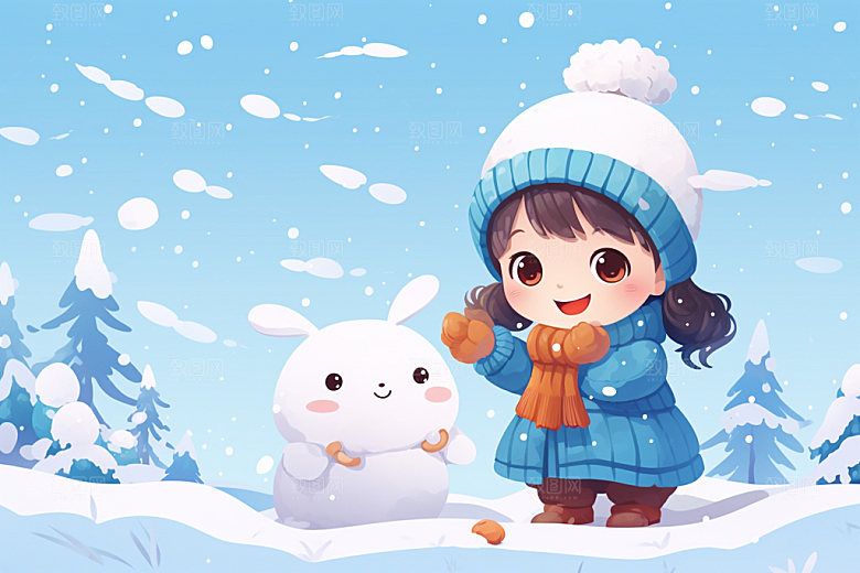冬季雪景场景背景小清新矢量素材