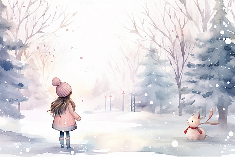 冬季雪景场景背景小清新矢量素材