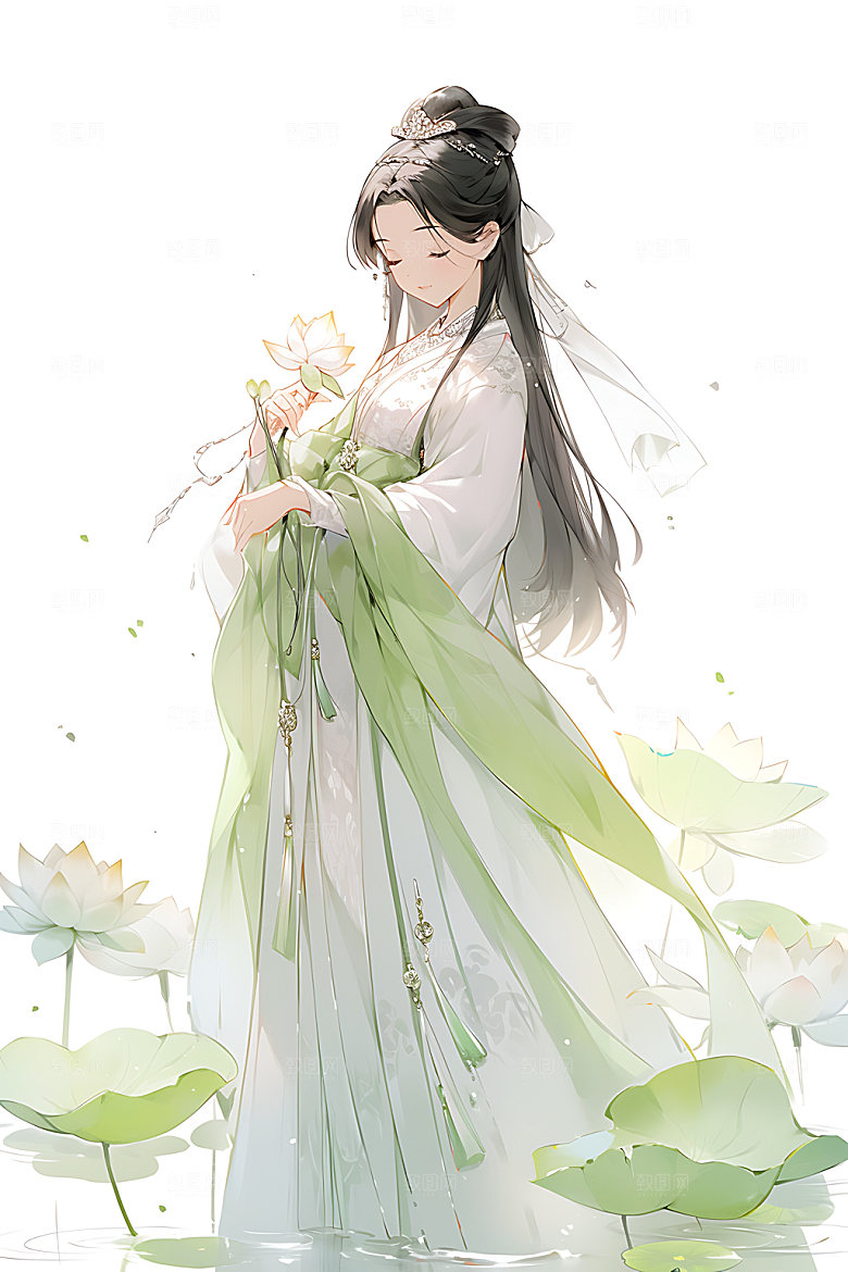 古风少女晕染人物插画
