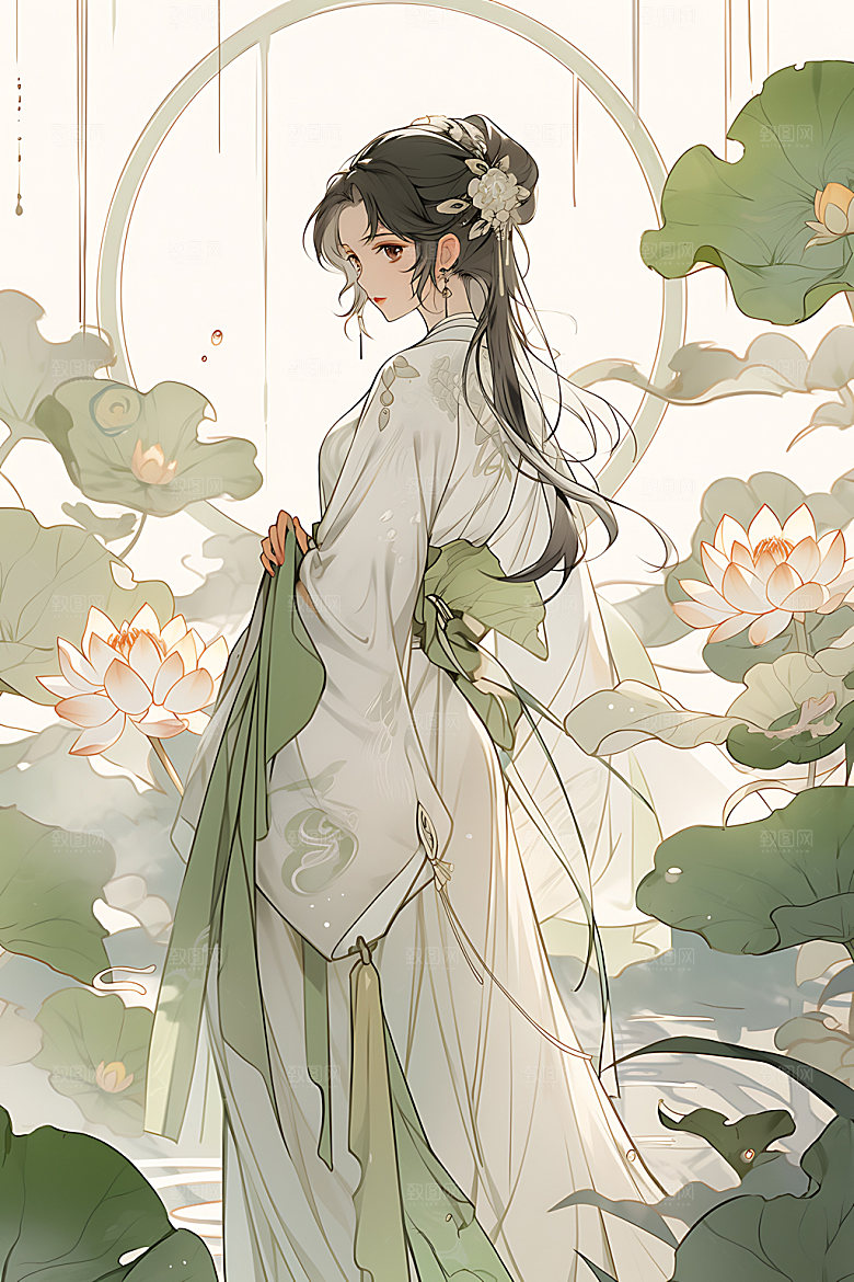 古风少女人物中国风插画