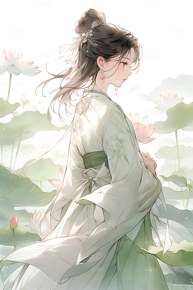 古风少女中国风人物插画