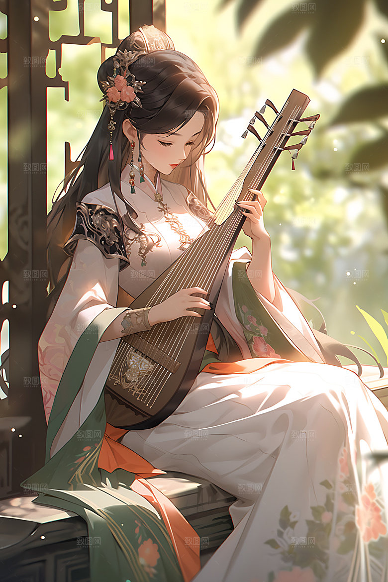 古风少女人物唯美插画