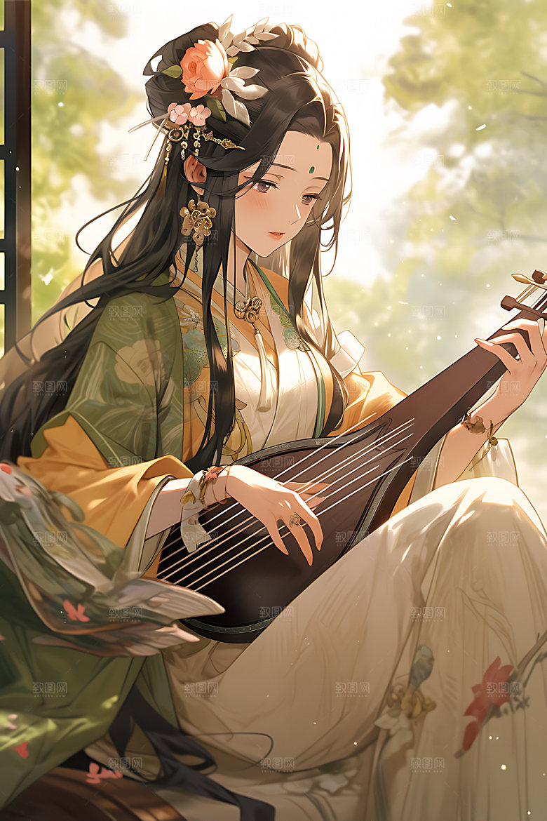 古风少女人物唯美插画