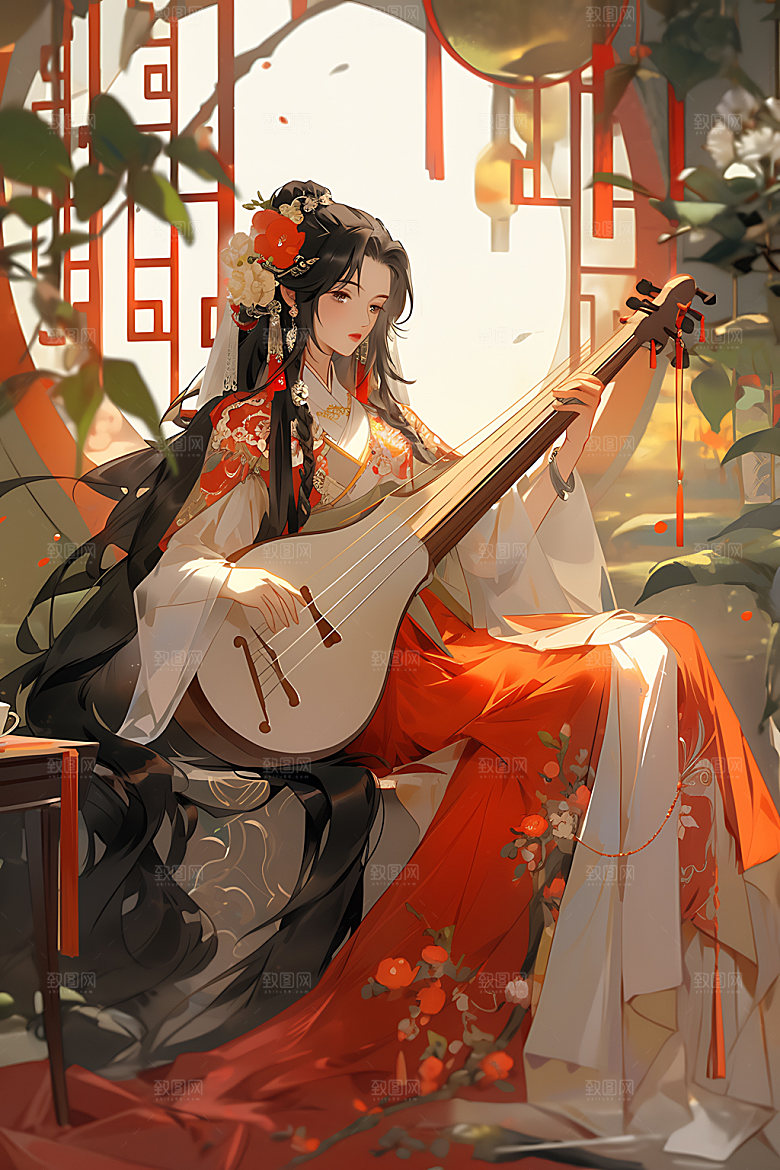 古风少女人物中式插画