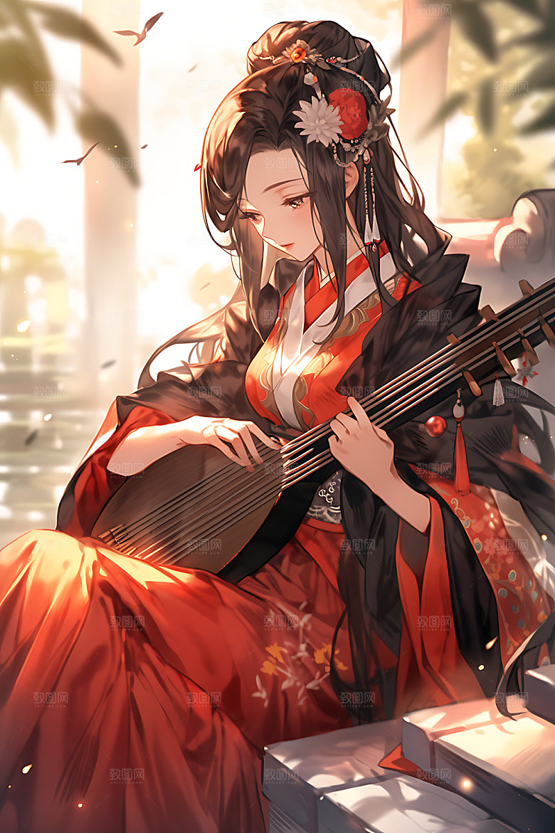 古风少女中式汉服插画