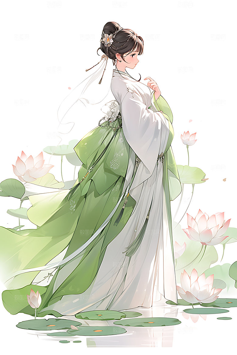古风少女中式人物插画