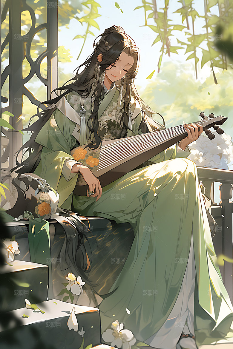 古风少女中国风女孩插画