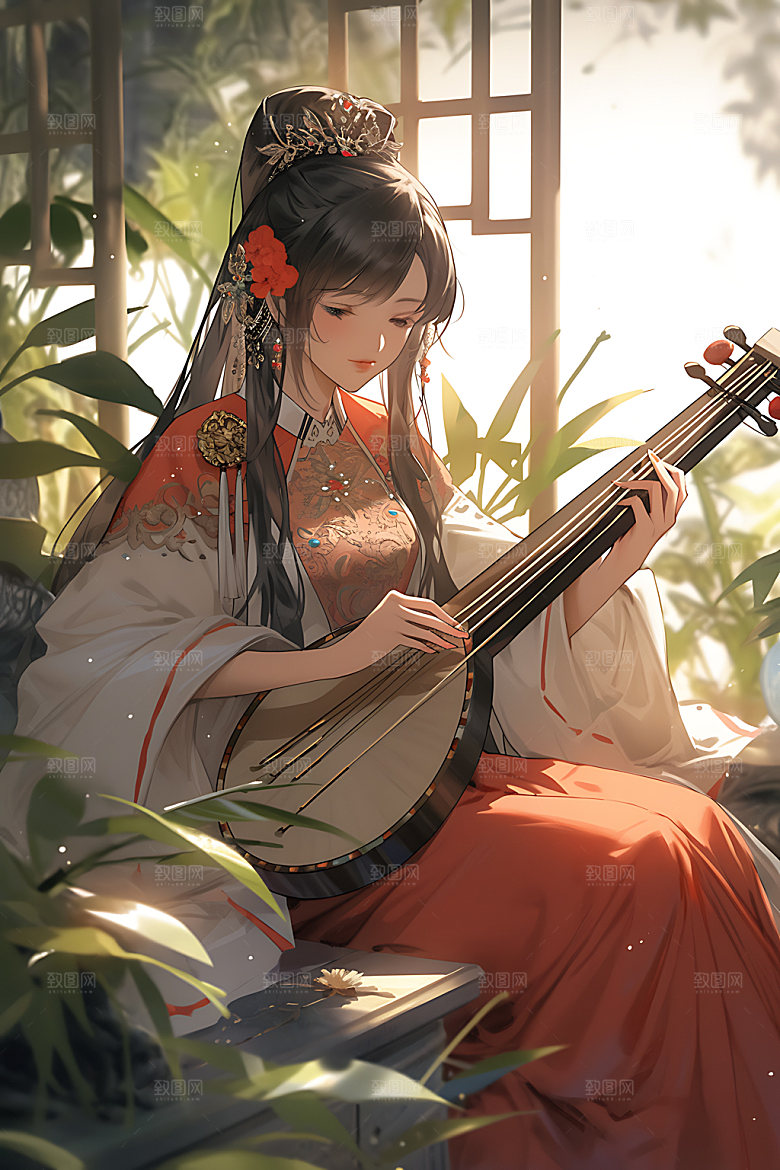 古风少女中式汉服插画