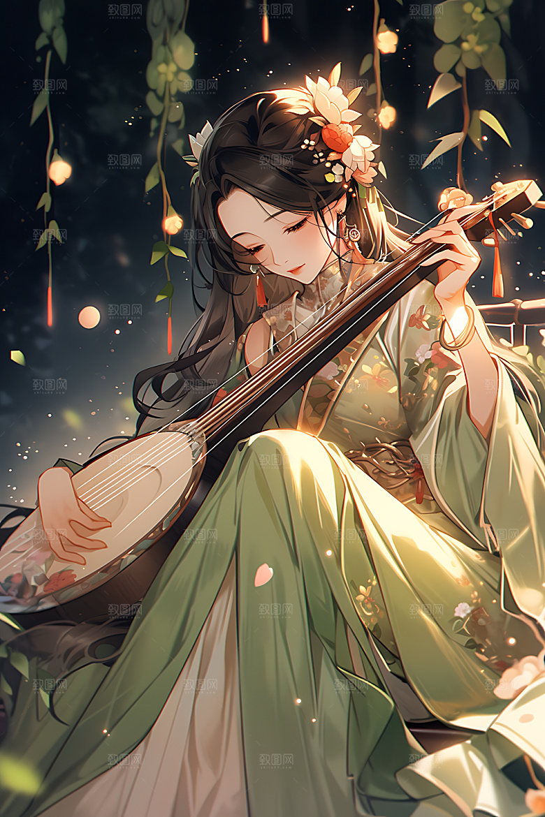 古风少女中式女孩插画