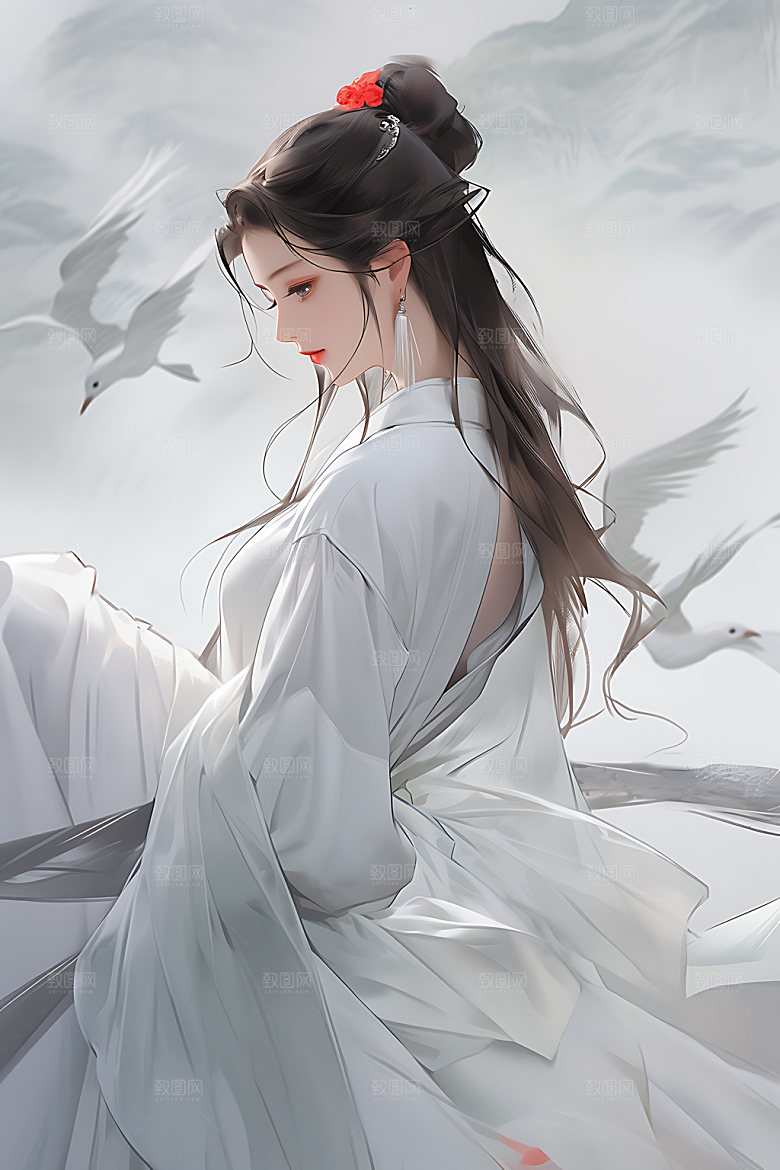古风少女人物中国风插画