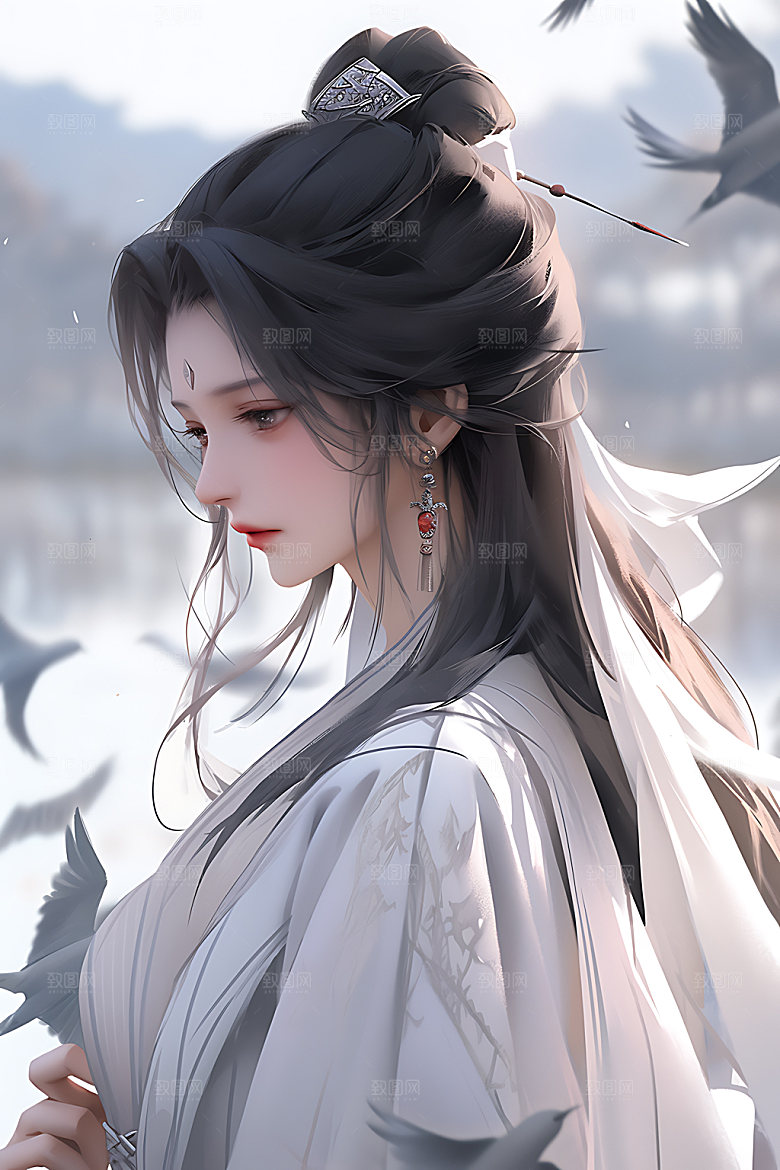 古风少女人物唯美插画