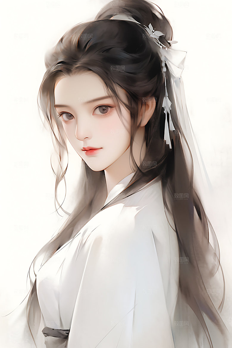 古风少女中式女孩插画
