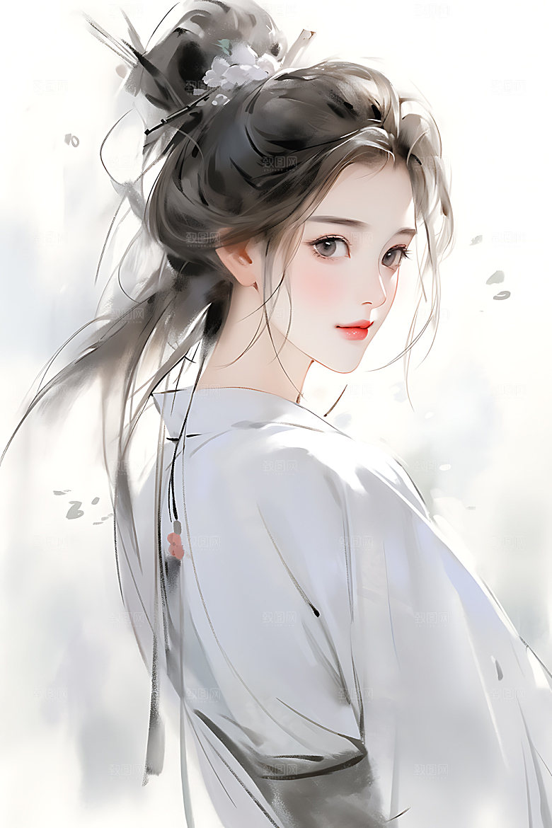 古风少女人物中式插画