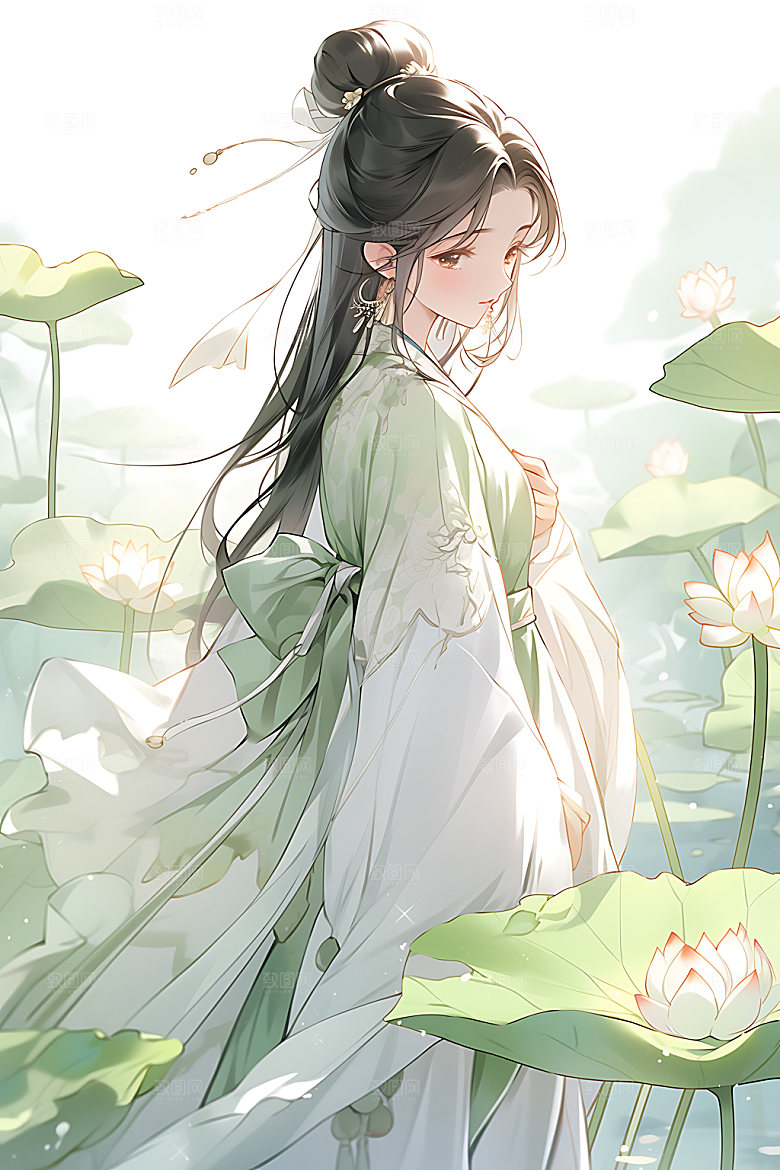 古风少女人物中式插画
