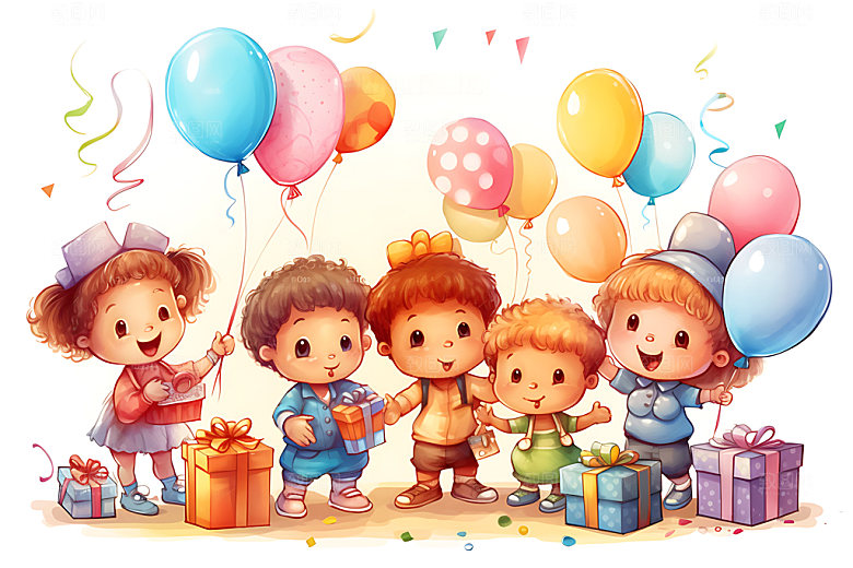 生日派对欢乐幸福插画