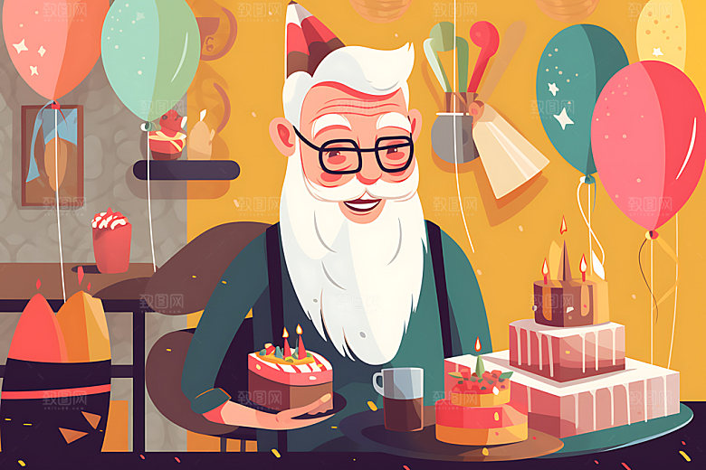 生日派对人物亲朋好友插画