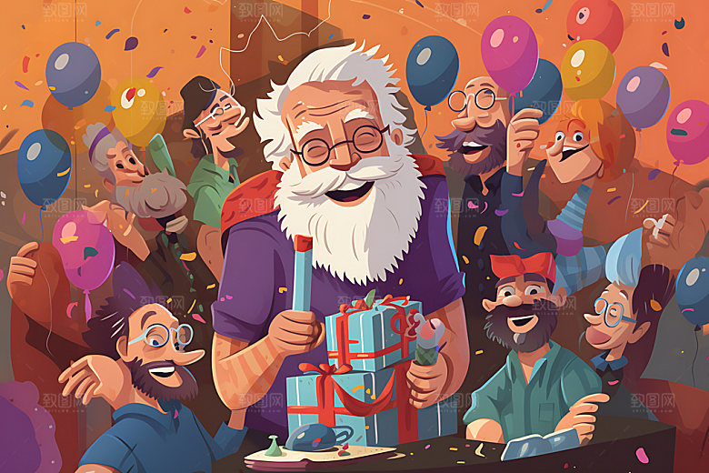 生日派对欢乐幸福插画