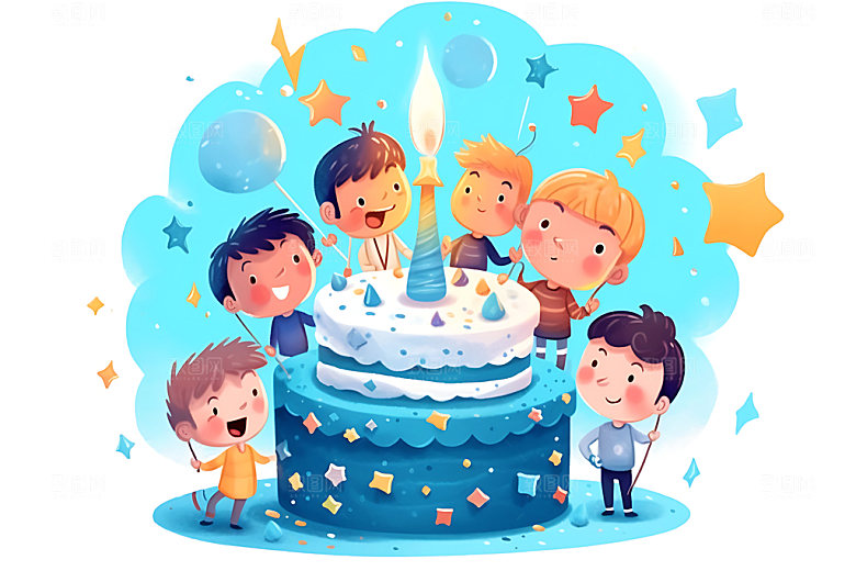 生日派对欢乐庆祝插画