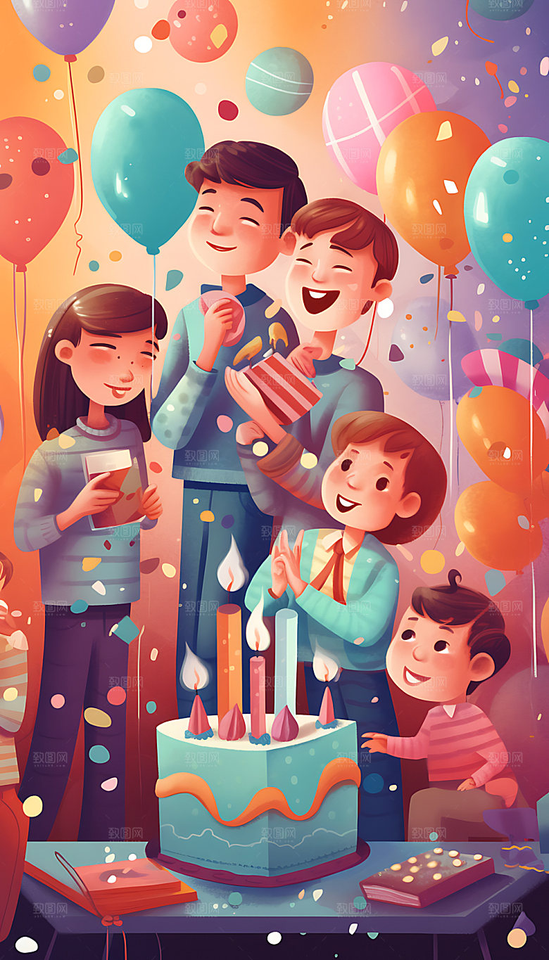 生日派对庆祝幸福插画