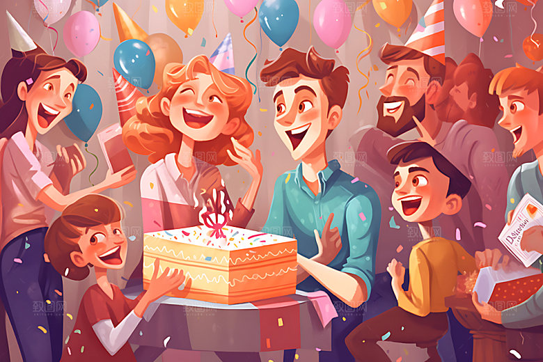 生日派对庆祝幸福插画
