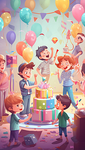 生日派对庆祝幸福插画