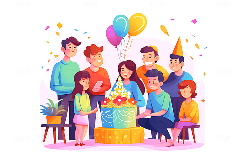 生日派对庆祝幸福插画