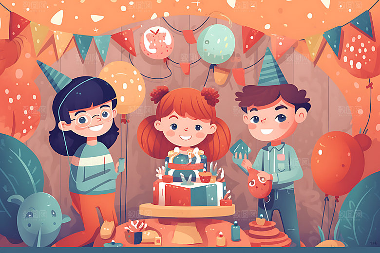 生日派对聚会庆祝插画