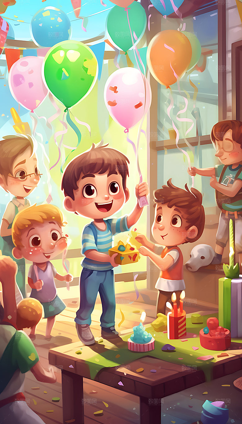 生日派对庆祝欢乐插画