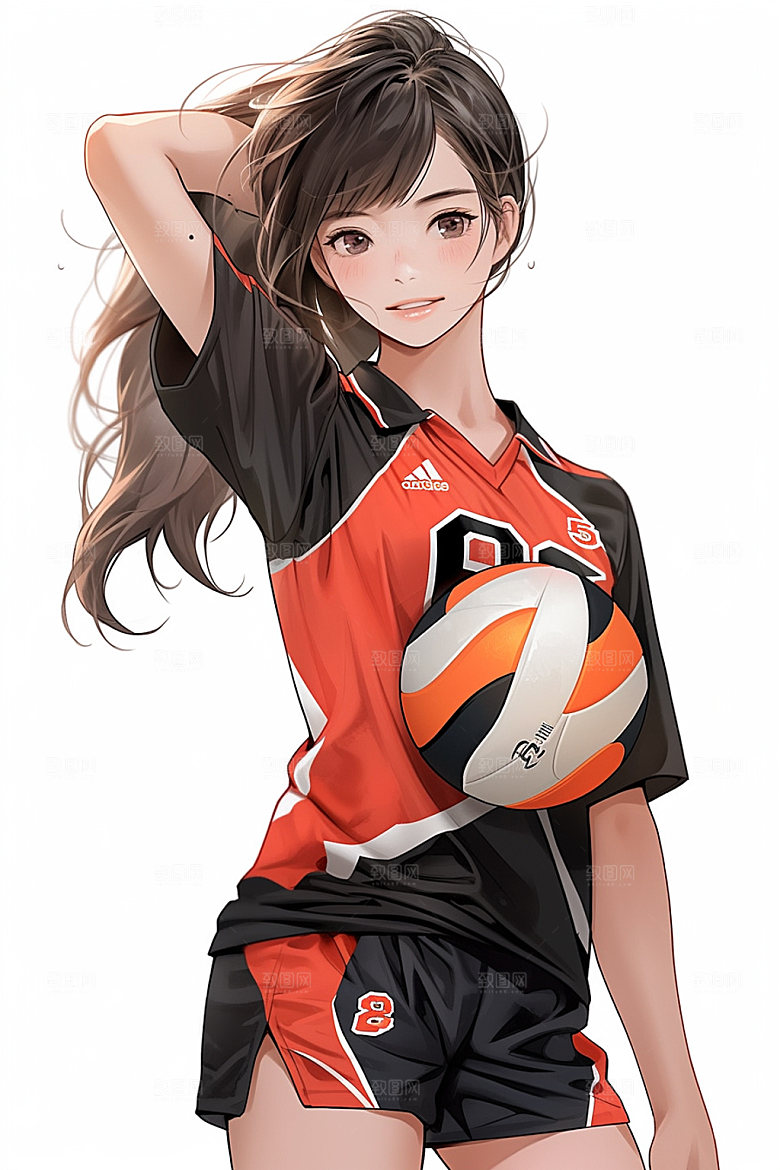 排球少女球类运动运动员插画