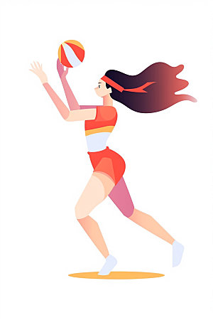 排球少女简约体育插画