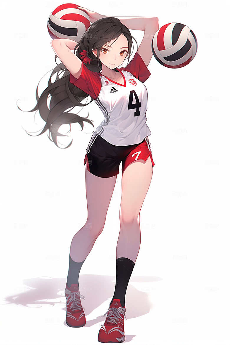 排球少女球类运动锻炼插画