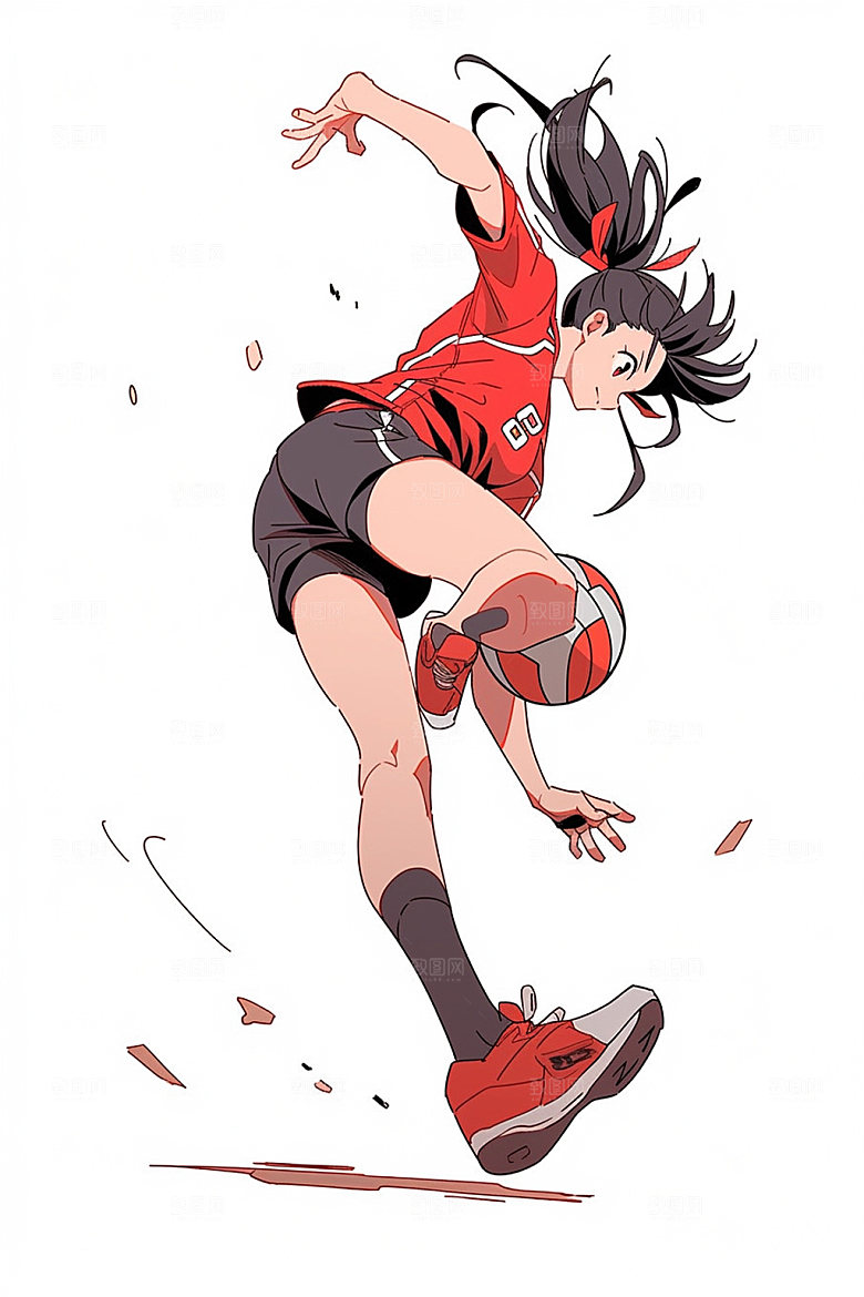 排球少女简约高清插画