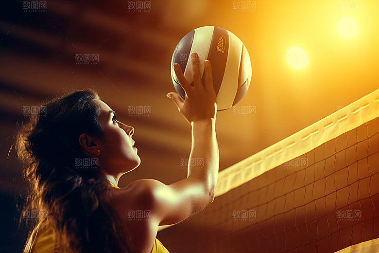排球比赛排球场球类运动摄影图