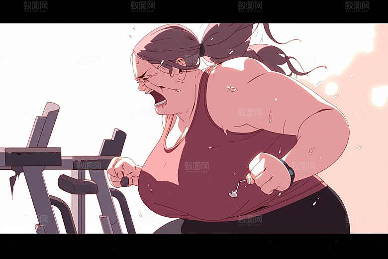 趣味减肥健身手绘插画