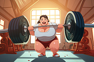 趣味减肥运动广告插画