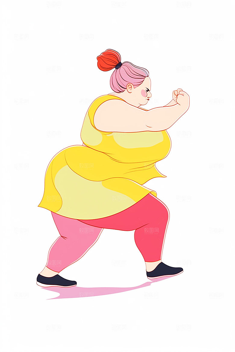趣味减肥高清卡通插画