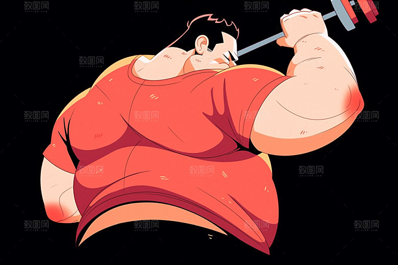 趣味减肥运动肥胖插画