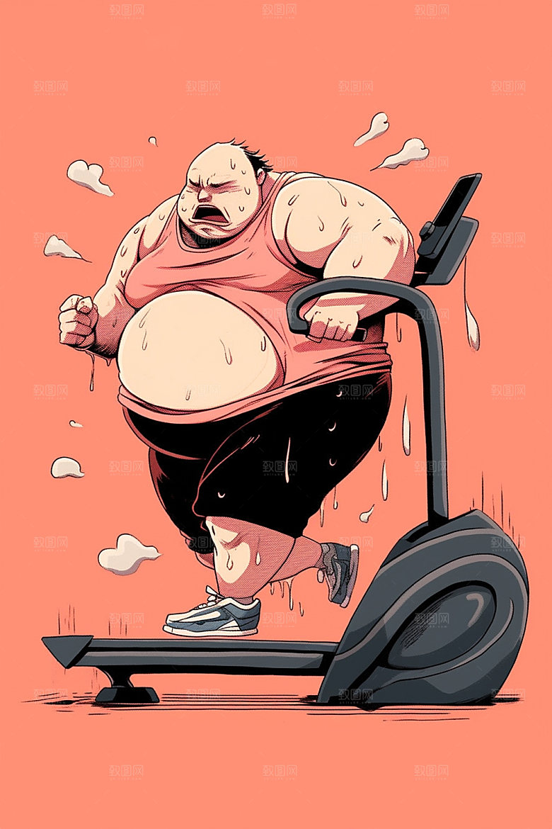 趣味减肥卡通健身插画