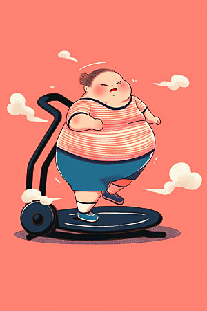 趣味减肥宣传健康插画