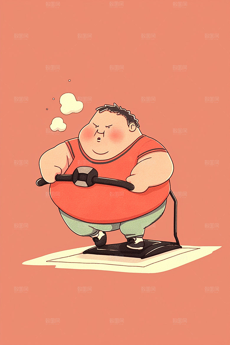 趣味减肥高清手绘插画