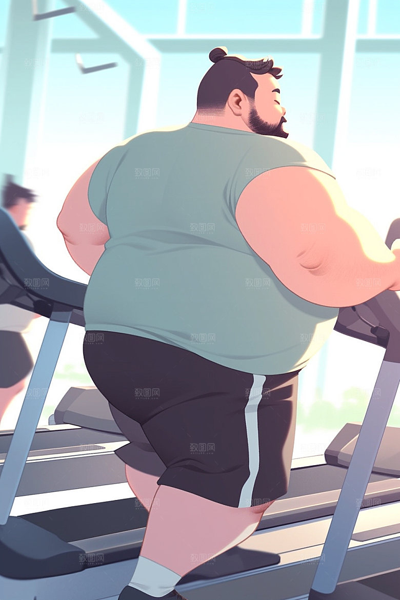 趣味减肥高清肥胖插画
