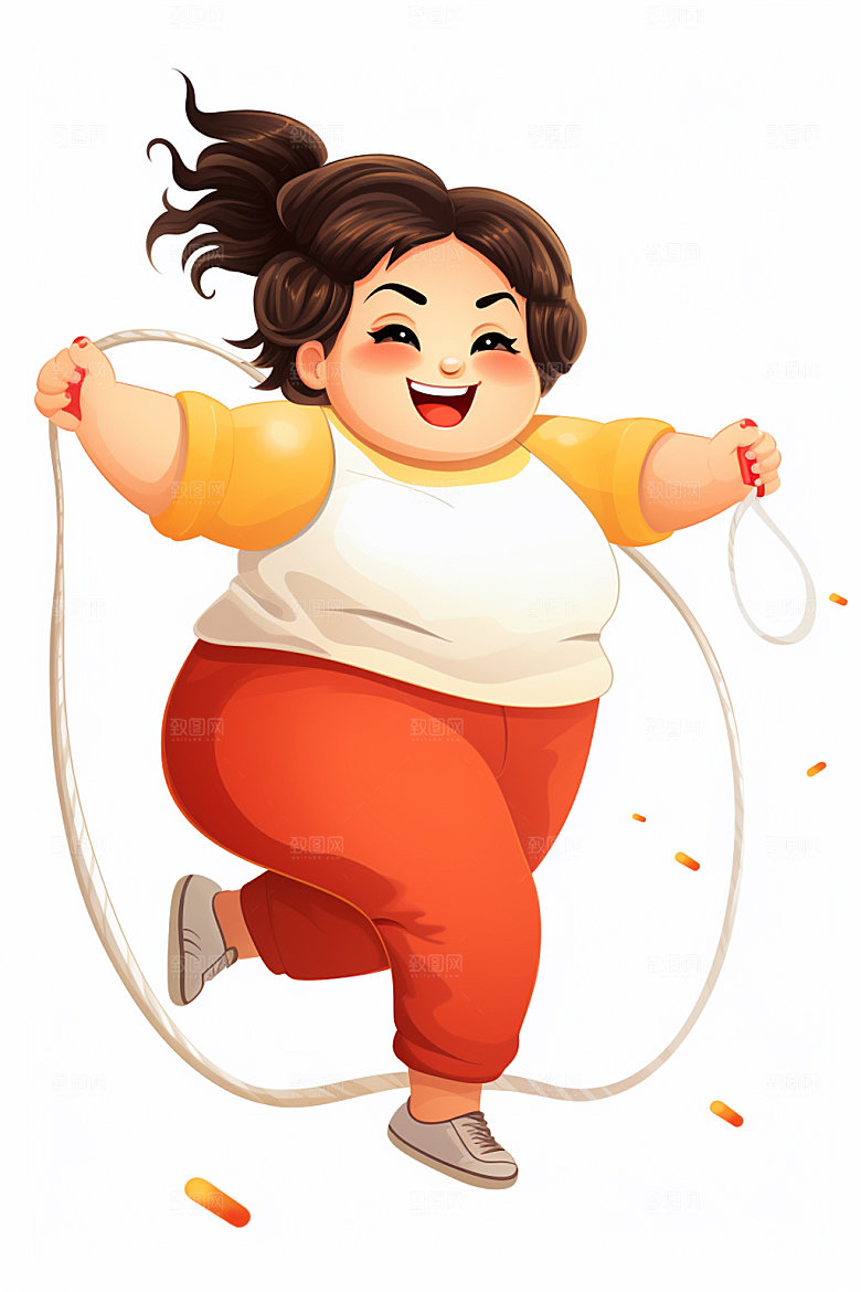 趣味减肥广告卡通插画