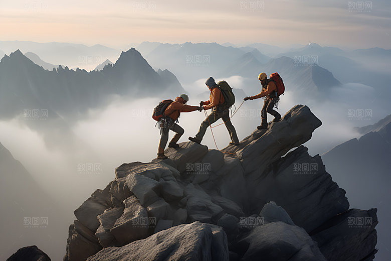 攀登拼搏登山摄影图