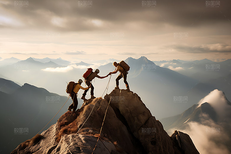 攀登奋斗登山摄影图