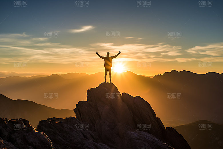 攀登企业精神登山摄影图