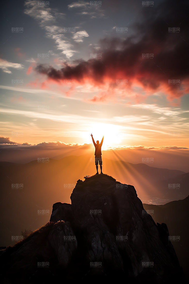 攀登登山努力摄影图