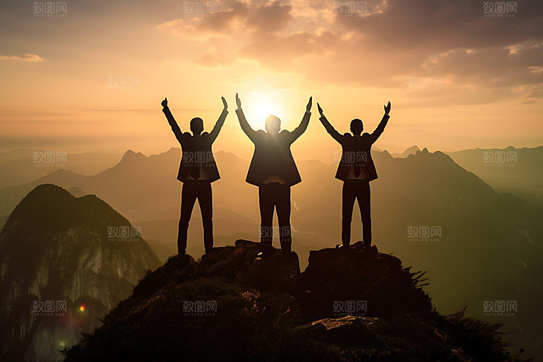 攀登企业精神拼搏摄影图