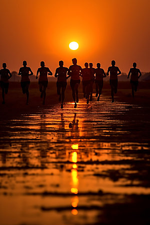 跑步剪影马拉松高清摄影图